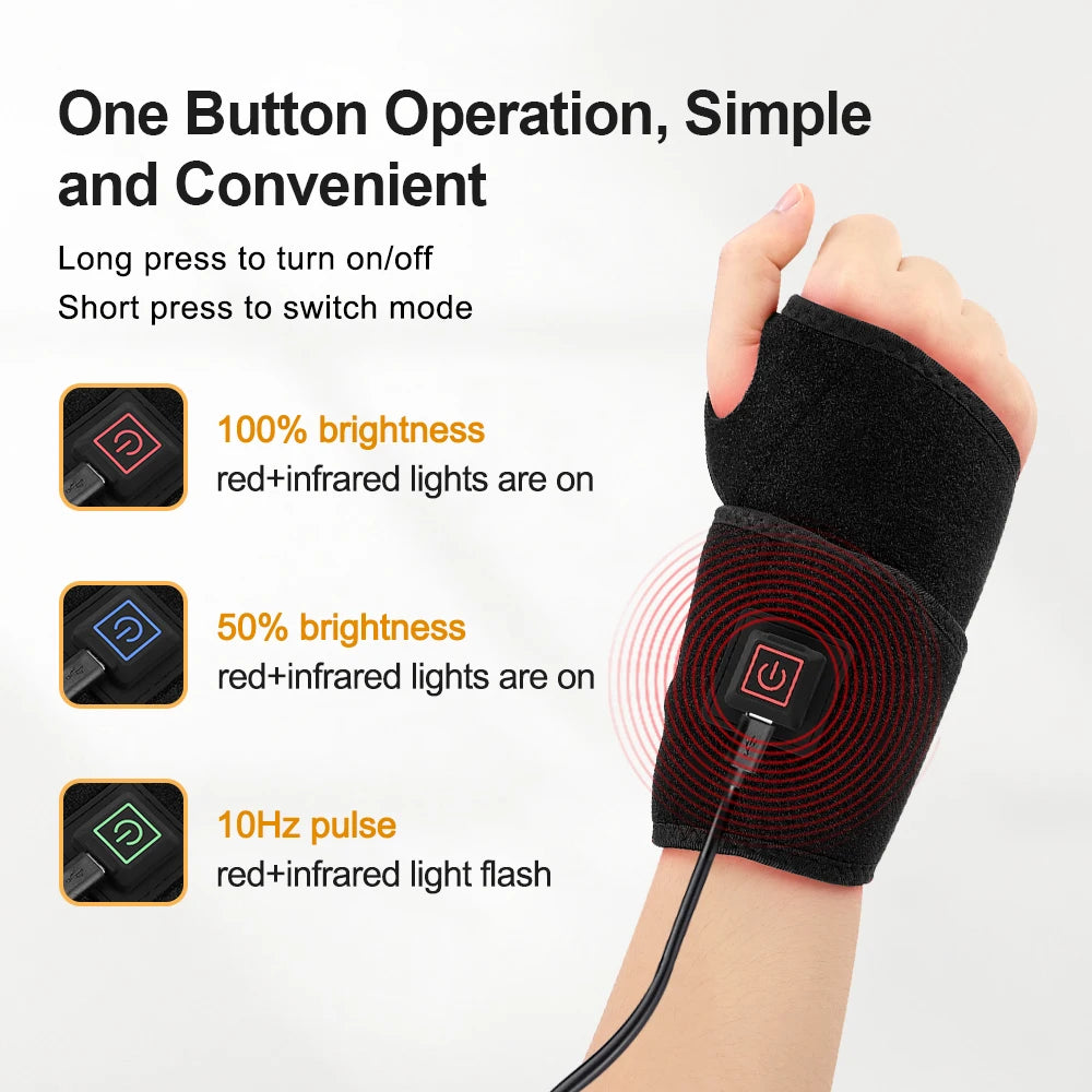 Red Light Therapy Strap 48 660Nm & 850Nm Wristband Brace LED Infrared Heating Pad Hand Carpal Tunnel Wrist Muscle Relieve Belt