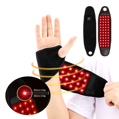 Red Light Therapy Strap 48 660Nm & 850Nm Wristband Brace LED Infrared Heating Pad Hand Carpal Tunnel Wrist Muscle Relieve Belt