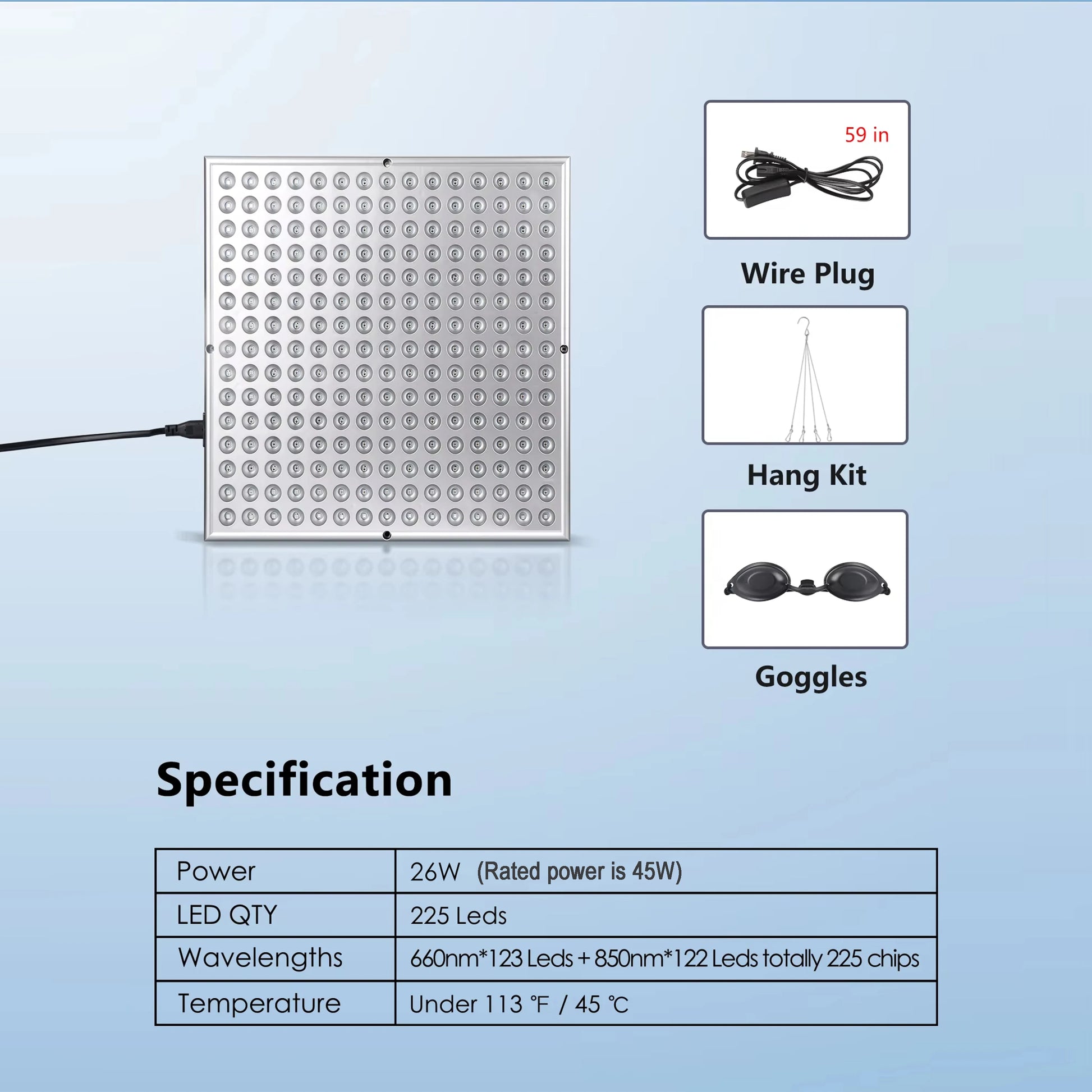 LED Red Light Therapy Panel Lamp for Facial anti Aging Skin Care Beauty 225 LED Light Body Pain Relief Physical Therapy Tools